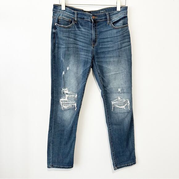 Judy Blue boyfriend fit jeans blue distressed denim size 13 31 stretch - Picture 1 of 8